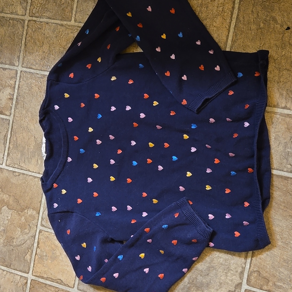 H&M Girls Sweater With Glitter Hearts